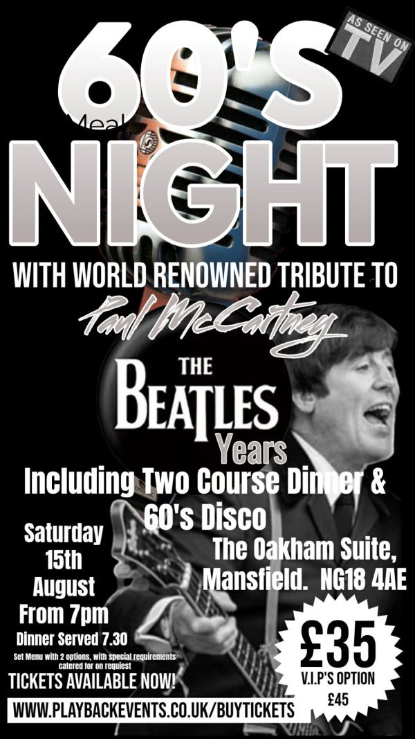 Standing Ticket | Show Only - (60's Night - A Tribute to Paul McCartney)